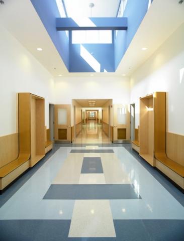 Malcolm White Elementary School Blue Hallway